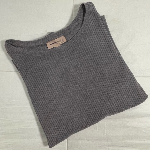 Philosophy Light Gray Ribbed Knit Top - Picture 2 of 4